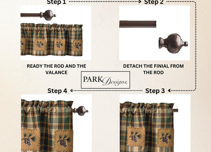 Scotch Pine Pinecone Curtain Valance 60" by 14"