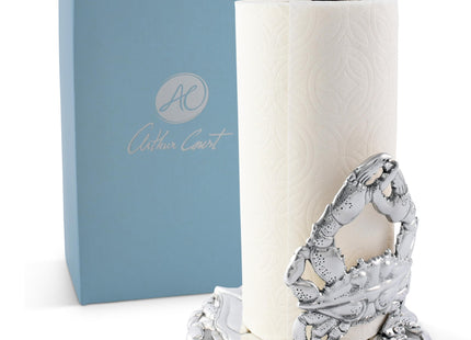 Arthur Court Crab Paper Towel Holder - Coastal Ocean Theme Metal Kitchen Accessory - 13 Inches Tall