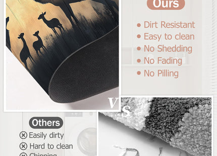ZTHLL Non Slip Bath Mat,Deer Trees Bathroom Decor,Forest Diatomaceous Bath Mat Quick Dry Absorbent Bathroom Rugs-Shower Rug for Kitchen Laundry Bathtub Shower 17"x29.5"