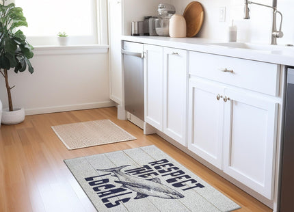 Yhtrg Coastal Beach Door Mat, Shark Rug, Respect the Locals Shark Doormat for Indoor Outdoor Entrance Porch, Ocean Bathmat Rug for Bathroom, 17x30 Inches