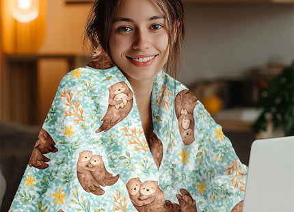 Otter Blanket Gifts for Women Girls Men Boys– Soft Flannel Otter Throw Blanket – Otters Gift Merch Stuff for Room Decor 50"x40"