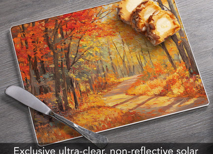 CounterArt Autumn Woodland 3mm Tempered Glass Cutting Board 10" x 8"