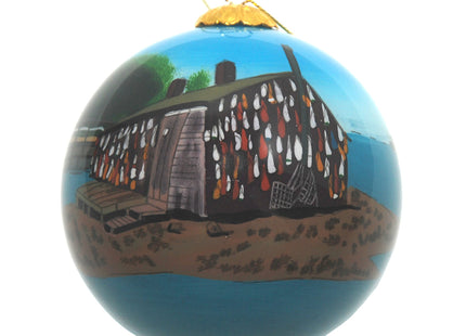 Hand Painted Maine Lobster Shack Ornament – Blown Glass Christmas Tree Decor Inspired by Lobstering, Great for Gifting