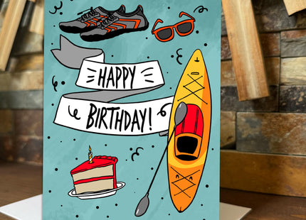 Sole Inspired Happy Birthday Adventure Lover | Kayak and Lake Lover Card | Water and Lake Life Card