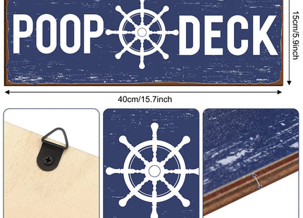 Jetec POOP DECK Sign Nautical Bathroom Wall Decor,Blue