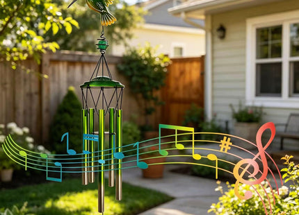 Hummingbird Wind Chimes, Outdoor Metal Wind Chimes Decor for Outside/Indoors, Home, Lawn, Porch, Patio, Gifts,Garden,Yard Decoration (Green Hummingbird)