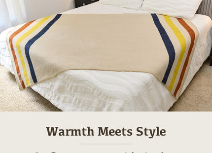 100% Wool Blanket Camping, 60x84" Large Warm Blankets for Winter,Lighthouse