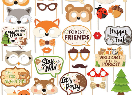 35 PCS Woodland Animal Photo Booth Props Wild One Camping Forest Theme Party Favors Decorations for Woodland Creatures Baby Shower Birthday Party Supplies