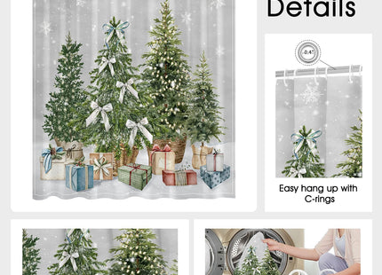 Mocsicka Watercolor Pine Tree Christmas Shower Curtain for Bathroom 71x71in