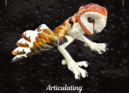 3D Printed Barn Owl - Articulating and Poseable - 3D Printed Lifelike Barn Owl - Small (Brown)