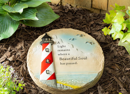 Evergreen LED Outdoor Safe Memorial Stone | Lighthouse Coastal Beautiful Soul | 10 Inches Wide | Remembrance Décor for Homes, Lawn and Garden | Waterproof Battery Operated | Outside or Indoor