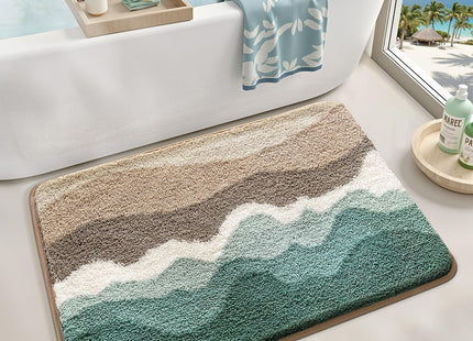 LUMI Coastal Bathroom Rug Soft Microfiber Absorbent Bath Mat 20x32