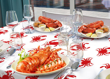 Hauwellter 6 Pack Crab Boil Party Tablecloth, Plastic Disposable Crab Table Cover Rectangle Table Cloth for Summer Birthday Seafood Boil Party Supplies Dining Kitchen Centerpiece, 108x54 Inch