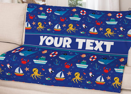 Nautical Kids Throw Blanket - Custom Personalized Fleece, 30x40 in