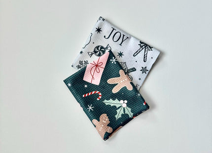 Trig Kitchen Towel. Tea Towel. Dish Cloth. Quick Dry Waffle Weave Microfiber. Highly Absorbent. Designer Prints. Modern. 2 Pack. Gingerbread