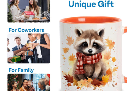 Hyturtle Fall Raccoon Mug, Autumn Birthday Gifts For Raccoon Lovers