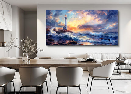 PHAOHUAXM Large Canvas Wall Art Seaside Lighthouse Scenery painting 30"X60"