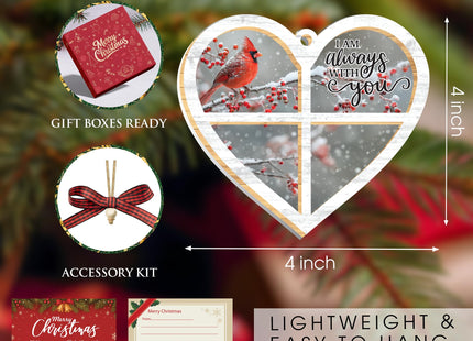 Cardinal Christmas Ornaments, Sympathy Gift for Loss of Loved One, Memorial Gifts for Loss of Mom, Dad, Grandma, Grandpa, (Cardinal Heart)