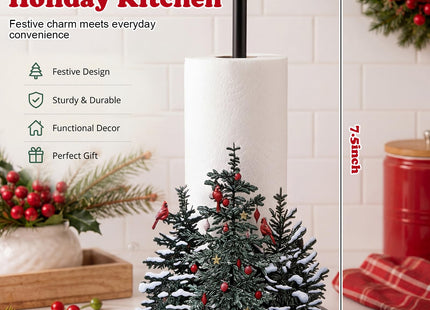 Willinglong Christmas Paper Towel Holder, Cardinal Birds Winter Pine Decor