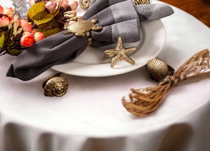CLEENTABLE Nautical Napkin Rings, Antique Gold, Set of 12