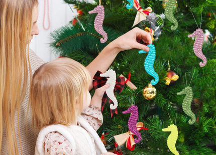 Ocean Seahorse Christmas Ornaments 12 Pcs Coastal Beach