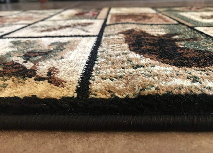 Carpet King Cabin Style Long Runner Area Rug Rustic Native American Western Country Bear Elk Deer Wildlife Lodge Native Design 386 (32 Inch X 10 Feet)