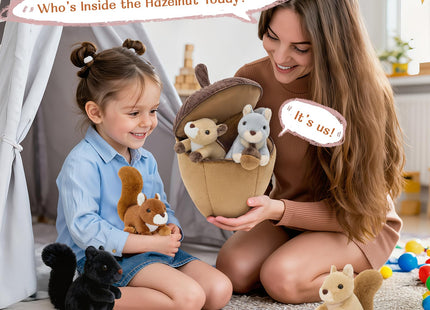 MorisMos Squirrel Stuffed Animal with Acorn House, Soft Squirrel Plush Toy