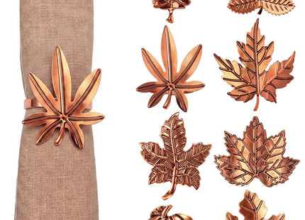 Remerry 8 Pcs Fall Thanksgiving Napkin Rings Set,Autumn Metal Holders