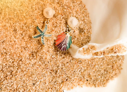 ailov Asymmetrical Earrings Dangle Drop Ocean Starfish Sea Shell Nautical Beach Mermaid Jewelry