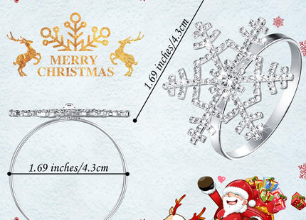 Patelai 12 Pieces Christmas Snowflake Napkin Rings Rhinestone, Silver