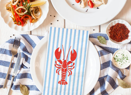 FYSUIMU 50Pcs Crawfish Striped Guest Paper Napkins, Hand Towels, Blue Red