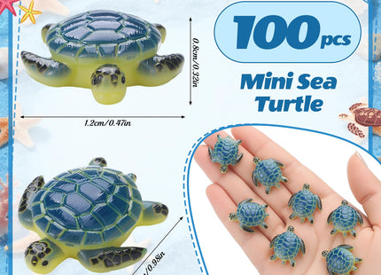 Yerliker Mini Sea Turtle Figurines Resin Sea Animals, 100 Pcs, Blue