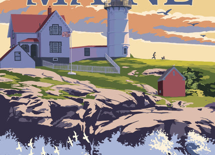 Lantern Press York, Maine, Nubble Lighthouse (Absorbent Ceramic Coaster, Single, Cork Back, Kitchen Table Decor)