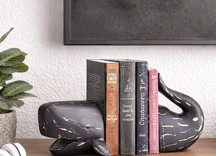 Bellaa Whale Bookends, Decorative Book Ends for Shelves, Heavy Duty, 29677