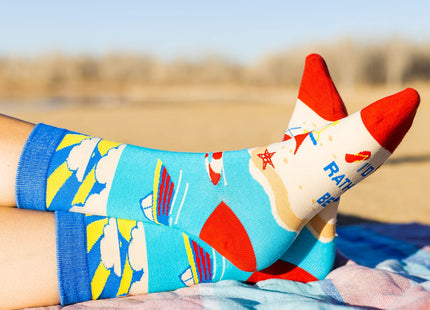 I'd Rather Be At The Beach Fun Nautical Socks Ocean Gift for Men and Women