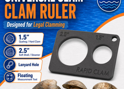 Clam Measuring Tool | 1.5" Quahog & 2.5" Soft-Shell Clam Gauge | Floats in Water | Lanyard Hole | Durable & Lightweight Clamming Accessory for Legal Harvesting