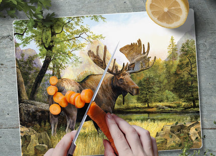 CounterArt Tranquil Moose 3mm Tempered Glass Cutting Board 10" x 8"