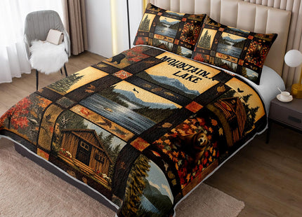 UEVBF Country Cabin Quilts King Size,Hunting Bedding with 2 Pillowcases.
