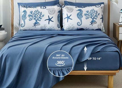 Anibedding Coastal Queen Comforter Set 7Pc Soft Beach Ocean Nautical Bed