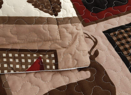 Oliven Reversible Home Rustic Bedding Lodge Moose Bear Quilt Set King Size,3 Pcs Lightweight Cabin Bedspread Bear Paw Eagle Elk Printed Bed Cover All Season Coverlet Bed Set with King Pillow Shams