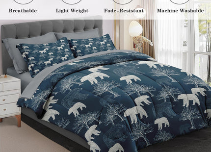 Boewywh Twin Comforter Set with Sheets, 5 Pieces Bear Woodland Bedding