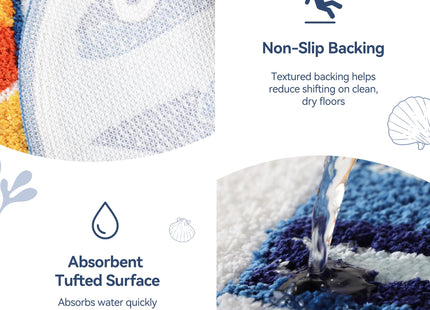 FROZZUR Sardine Fish Bath Mat, Coastal Tufted Bathroom Rug, 30''x20''