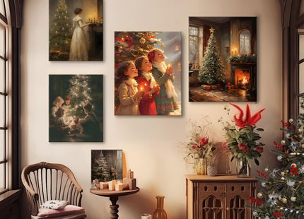 Christmas Decor Lost Deer Winter Wall Art Prints Cozy Christmas Room Decor Canvas Deer Poster Snow Forest Frost Pictures Xmas Tree Deer Photo for Gallery Wall Home Decor Framed Artwork