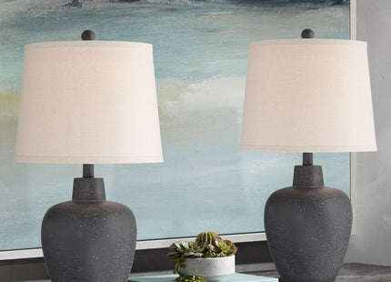 Romeo 23 1/2" High Table Lamps Set of 2 Stone Gray Jar Coastal Modern
