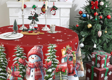 cusugbaso Round Christmas Tablecloth 60 inches - Snowman Christmas Decor