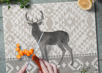 CounterArt Soft Lodge Deer 3mm Tempered Glass Cutting Board 12" x 15"