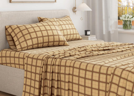 Great Bay Home 4 Piece 100% Turkish Cotton Queen Winter Lodge Flannel Sheet Set | Cotton Printed Bedding Sheets & Pillowcases | Double-Brushed Flannel Bed Sheets (Full, Snow)
