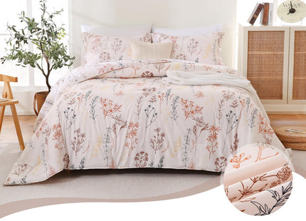 Yibeizi Printed Christmas Comforter Set King Size, 3 Piece Forest Reindeer Tree Comforter with Pillow Shams, Lightweight All Season Washable