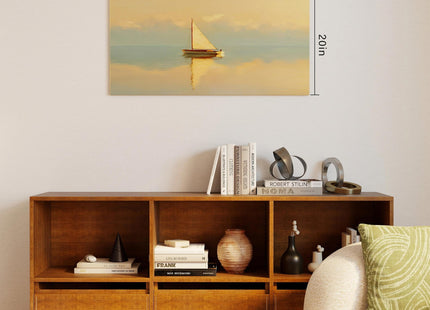 CCPEAR Sailboat Wall Art Coastal Yellow Sunset Prints, 20x40in