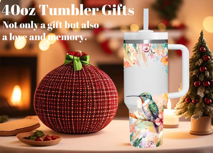 AMZUShome 40 OZ Hummingbird Tumbler with Handle.Hummingbird Lover Gifts.Unique Christmas Birthday Gifts for Hummingbird Lover.Personalized 40 OZ Hummingbird Tumbler Gifts for Women Men.